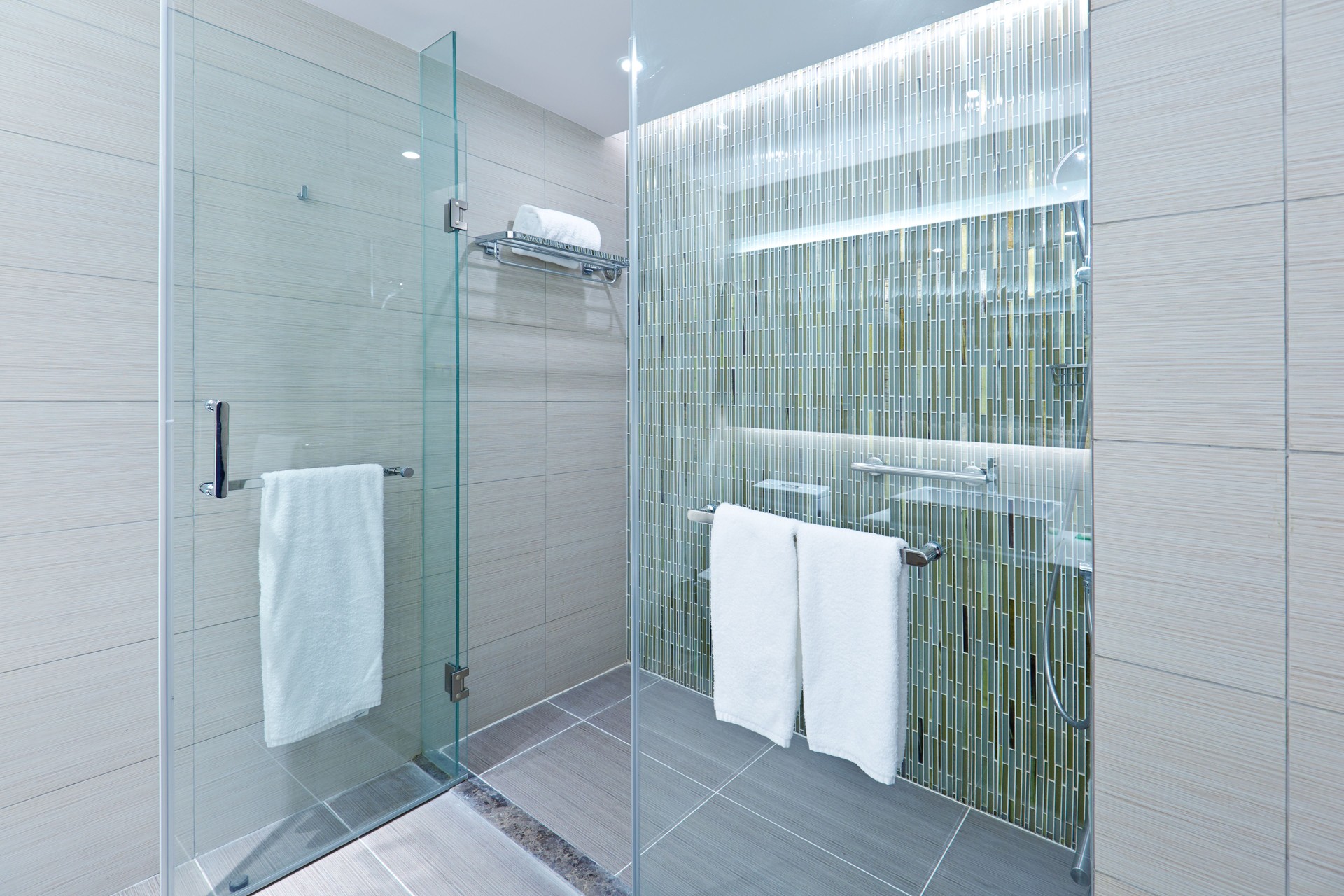 Contemporary Bathroom Design with Glass Shower Stall